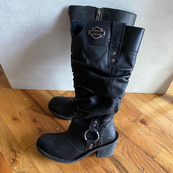 Harley-Davidson Women's Jana Black Boots. 13-Inch Shaft, 3-Inch Heels Size 5 - Picture 1 of 6